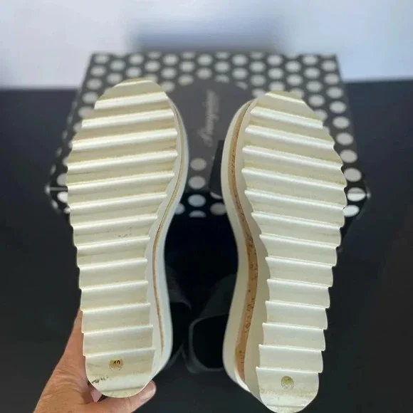 Piampiani Vera Pelle Ankle Strap Platform Sandals Black and White size 9 - Picture 10 of 13